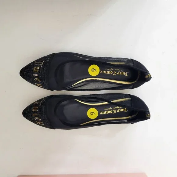 Juicy Couture Black Penny Logo Spell Out Flats NIB - Picture 6 of 8